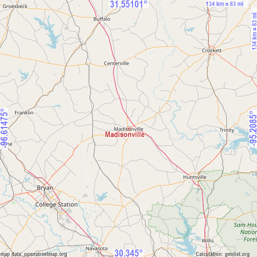 Madisonville on map