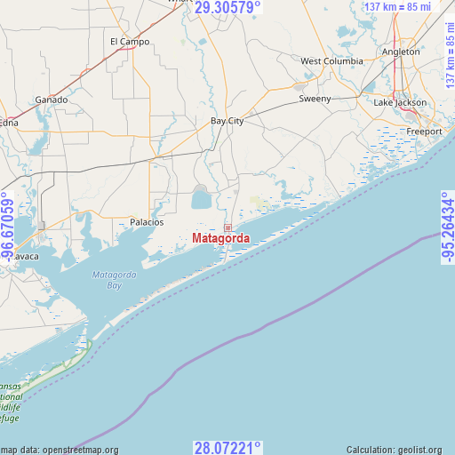 Matagorda on map