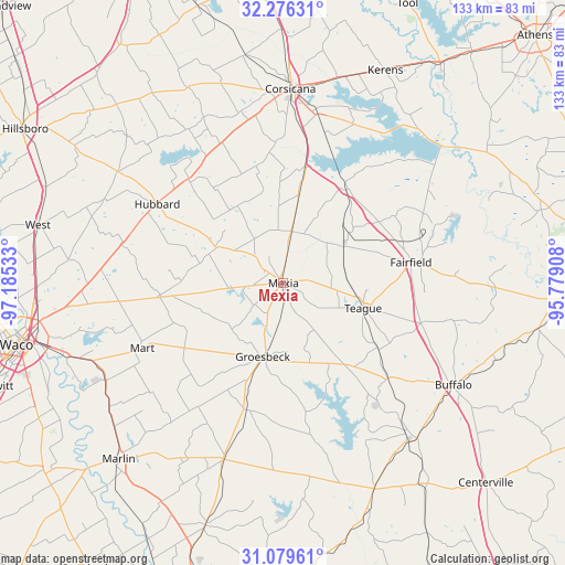 Mexia on map