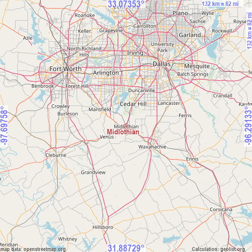 Midlothian on map