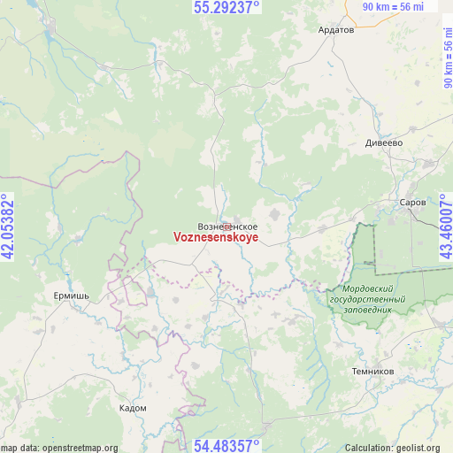 Voznesenskoye on map