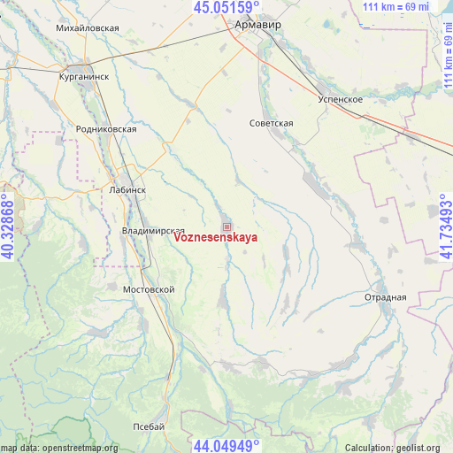 Voznesenskaya on map