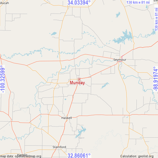 Munday on map