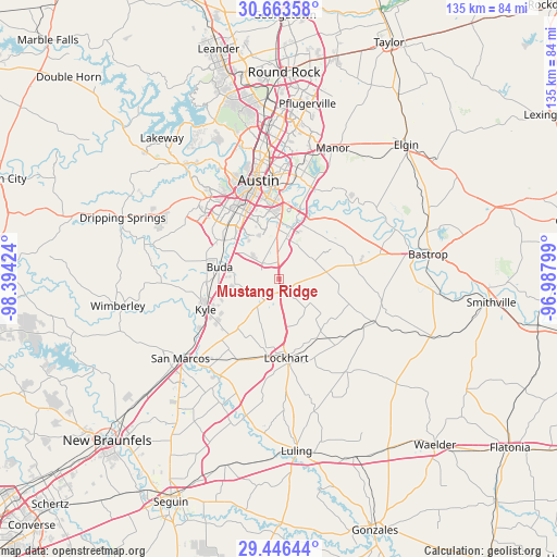 Mustang Ridge on map