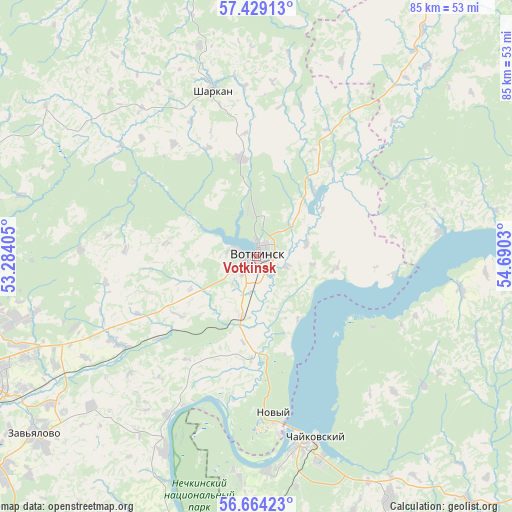 Votkinsk on map