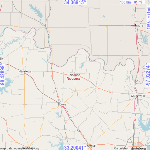 Nocona on map