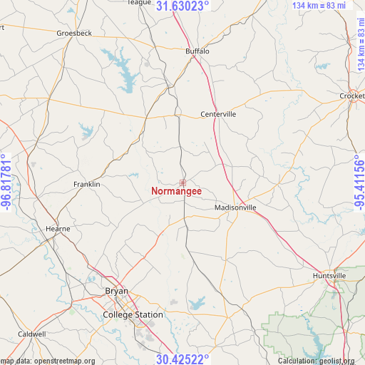 Normangee on map