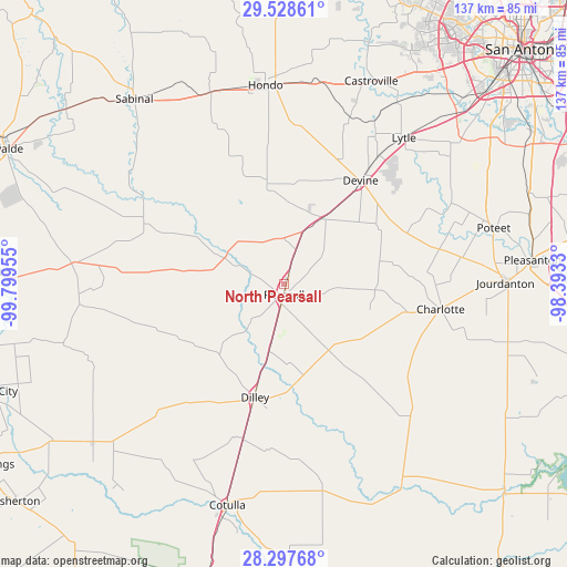 North Pearsall on map