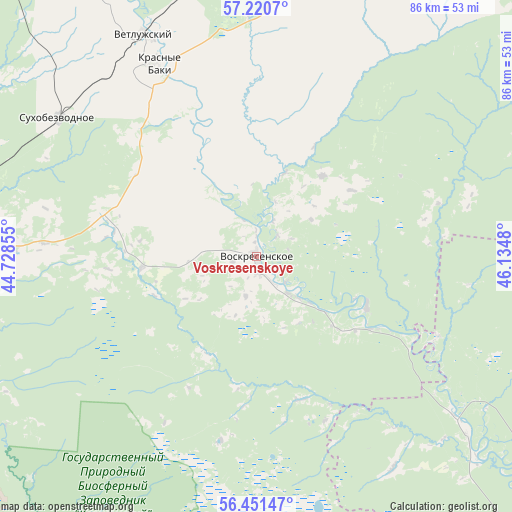 Voskresenskoye on map