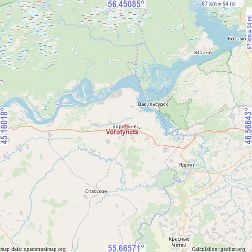 Vorotynets on map