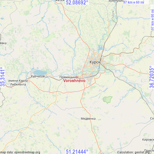 Voroshnëvo on map