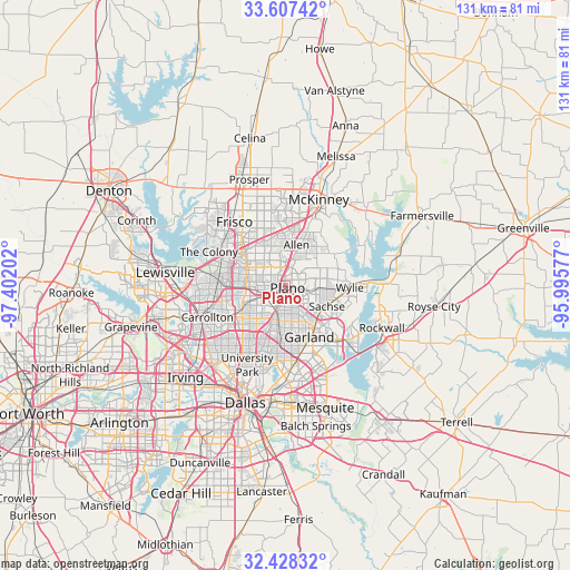 Plano on map