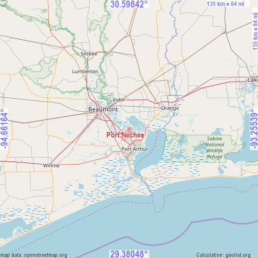 Port Neches on map