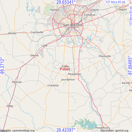 Poteet on map
