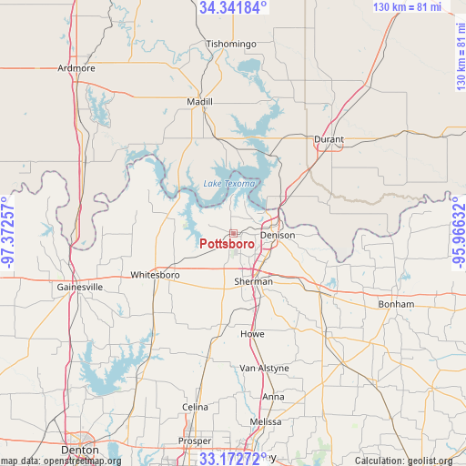 Pottsboro on map