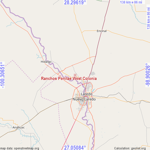Ranchos Penitas West Colonia on map