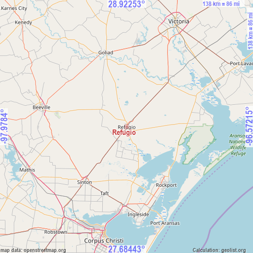 Refugio on map