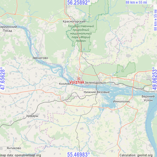 Volzhsk on map