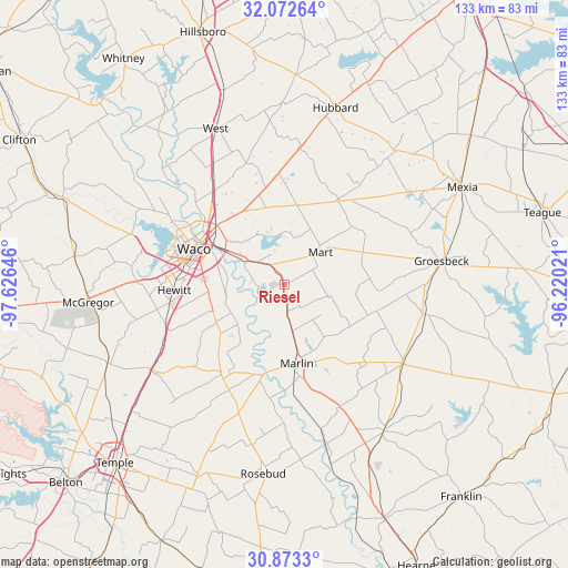 Riesel on map