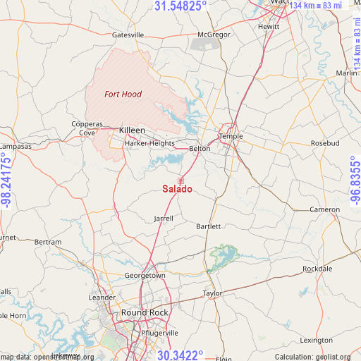 Salado on map