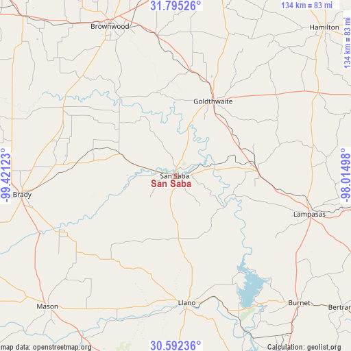 San Saba on map