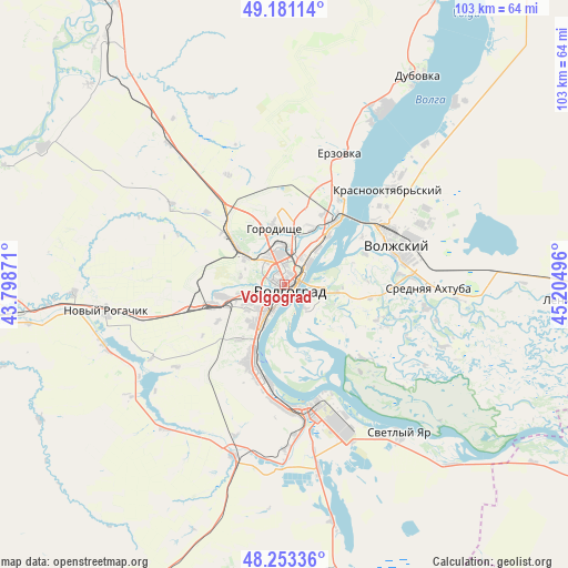 Volgograd on map