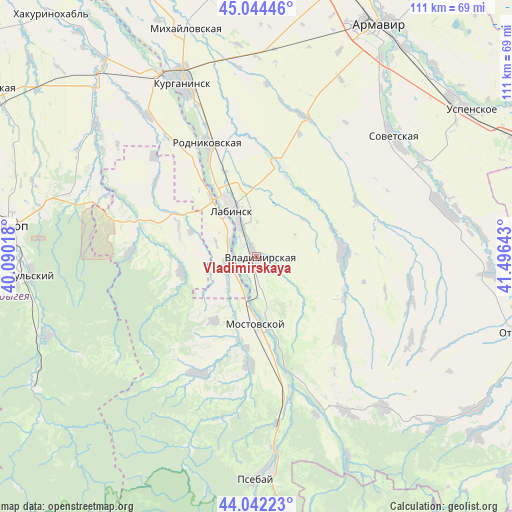 Vladimirskaya on map
