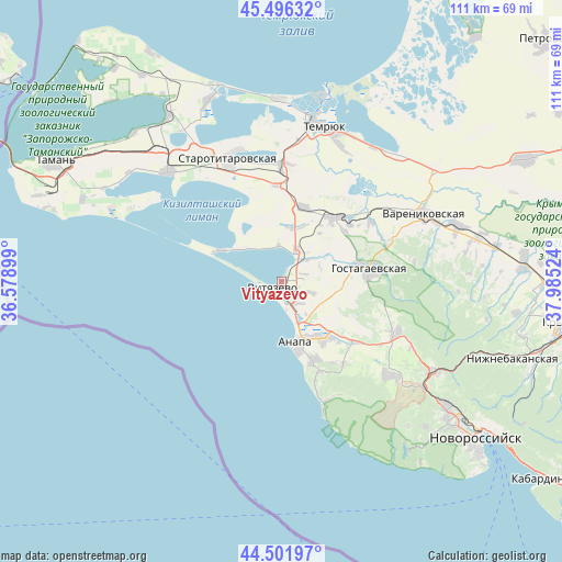 Vityazevo on map