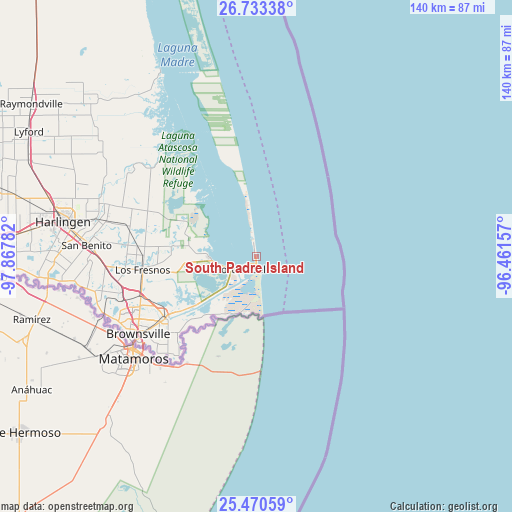 South Padre Island on map