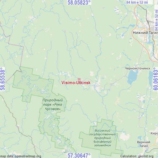 Visimo-Utkinsk on map