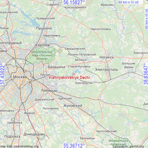 Vishnyakovskiye Dachi on map