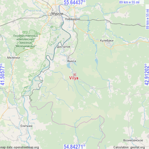 Vilya on map