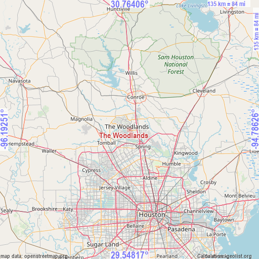 The Woodlands on map