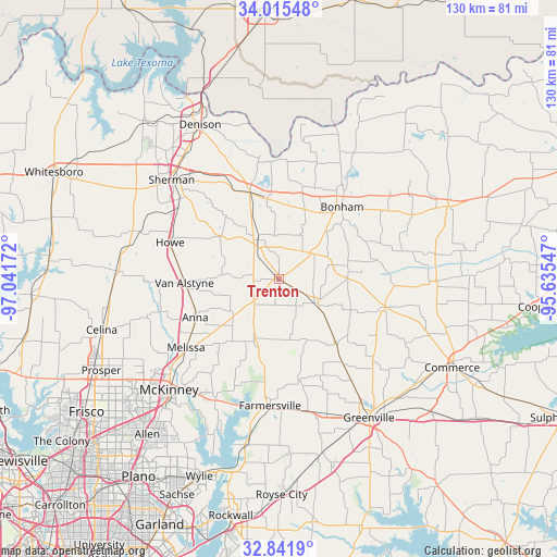 Trenton on map