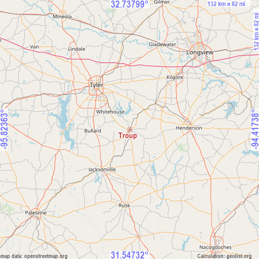 Troup on map