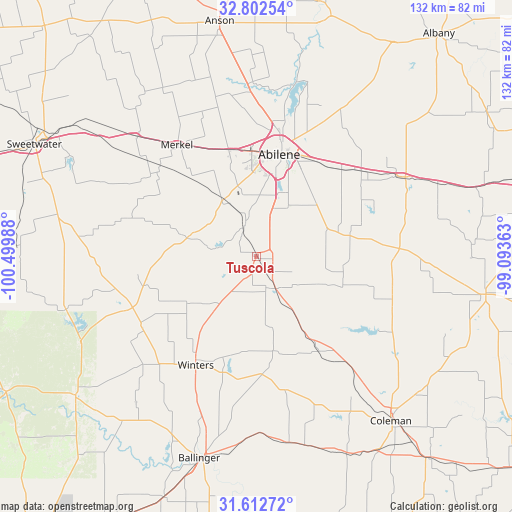 Tuscola on map