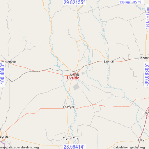 Uvalde on map