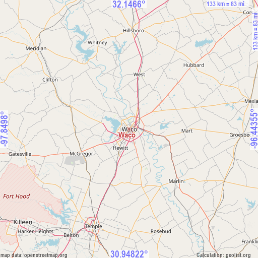 Waco on map