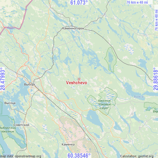 Veshchevo on map