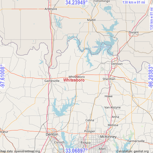 Whitesboro on map