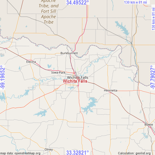 Wichita Falls on map