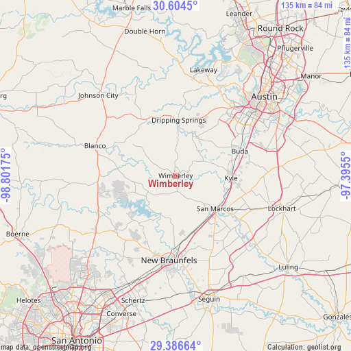 Wimberley on map