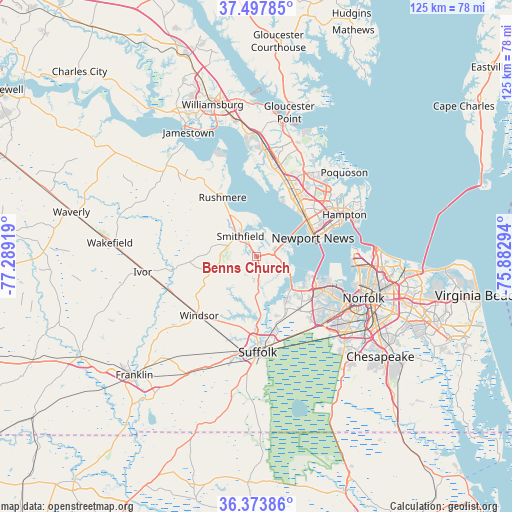 Benns Church on map