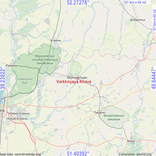 Verkhnyaya Khava on map