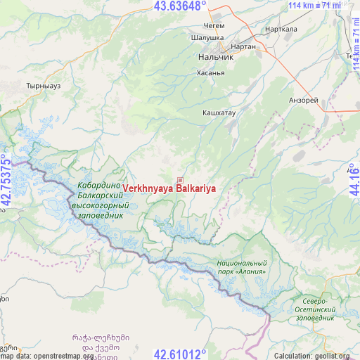 Verkhnyaya Balkariya on map