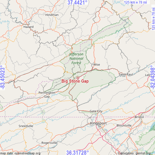 Big Stone Gap on map