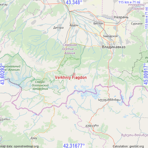 Verkhniy Fiagdon on map