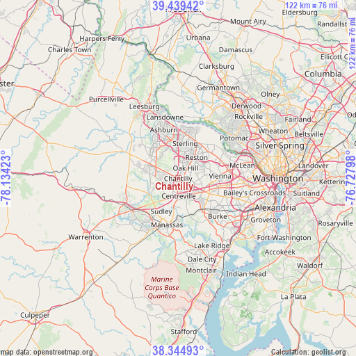 Chantilly on map