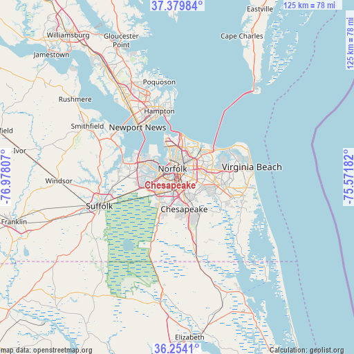 Chesapeake on map