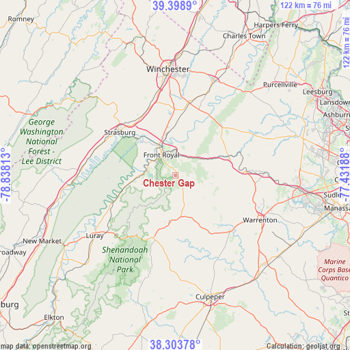 Chester Gap on map